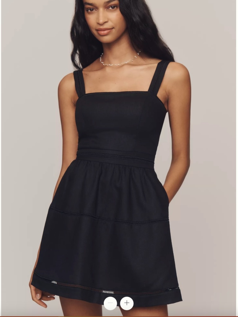 Reformation Everett Sqaure Neck Linen Mini Dress